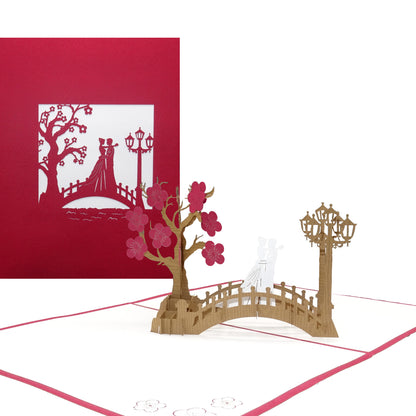 3D Hochzeitskarte "Bridge of Love" große Pop Up Karte mit Umschlag zur Hochzeit