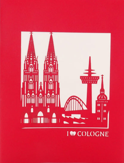 Pop Up Karte "Kölner Skyline" 3D Geburtstagskarte, Einladung Köln