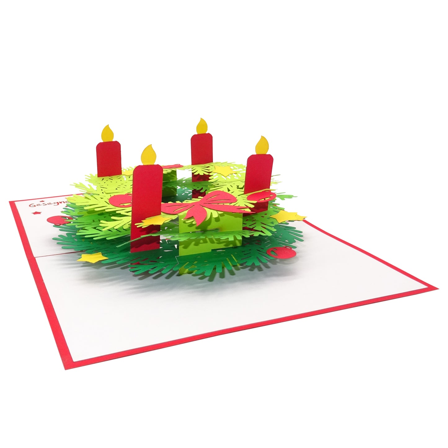 Pop Up Weihnachtskarte "Adventskranz" - 3D Karte mit Umschlag