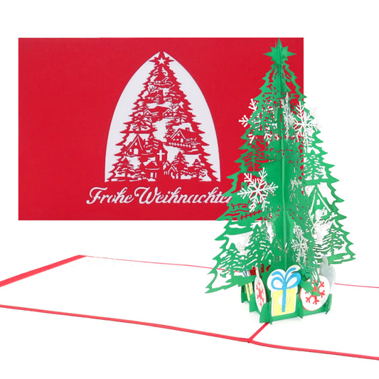 Pop Up Karte "Tannenbaum" Filigrane 3D Weihnachtskarte mit Umschlag