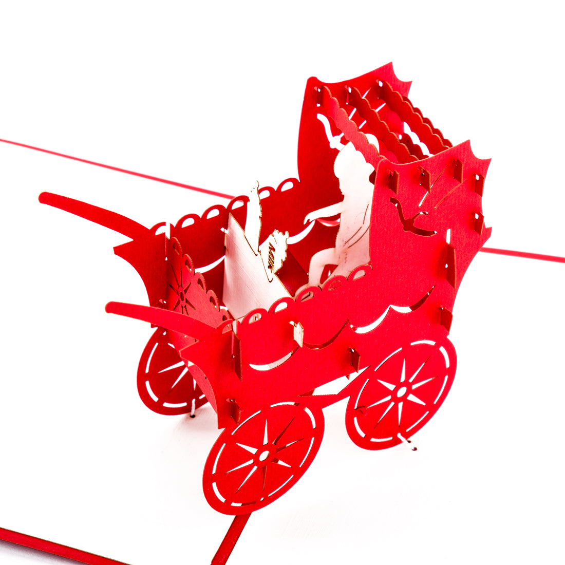 3D Karte zur Geburt "Kinderwagen" - Geburtskarte, englische Glückwunschkarte