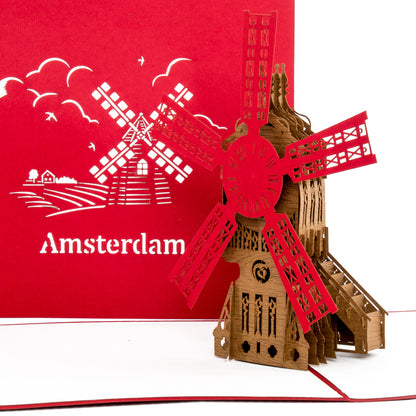 Pop Up Karte "Amsterdam - Windmühle" Geburtstagskarte, Einladung & Gutschein
