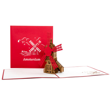 Pop Up Karte "Amsterdam - Windmühle" Geburtstagskarte, Einladung & Gutschein