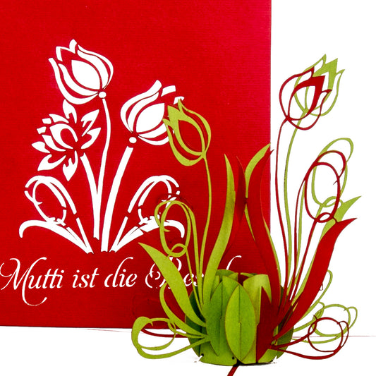 Pop Up Karte "Mutti ist die Beste" 3D Muttertagskarte, Geschenkidee Muttertag