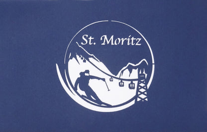 Pop Up Karte "St. Moritz" 3D Postkarte - Reisegutschein, Souvenir & Einladung Skifahren