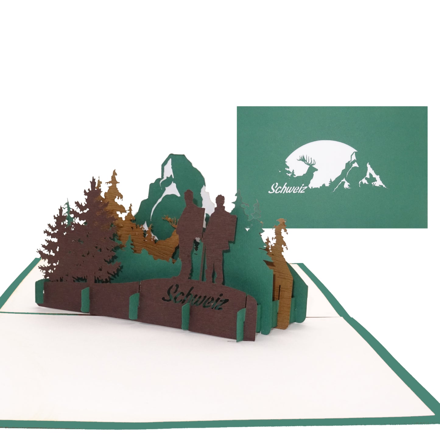 Pop Up Karte „Panorama Schweizer Alpen & Matterhorn“ 3D Grußkarte & Einladung