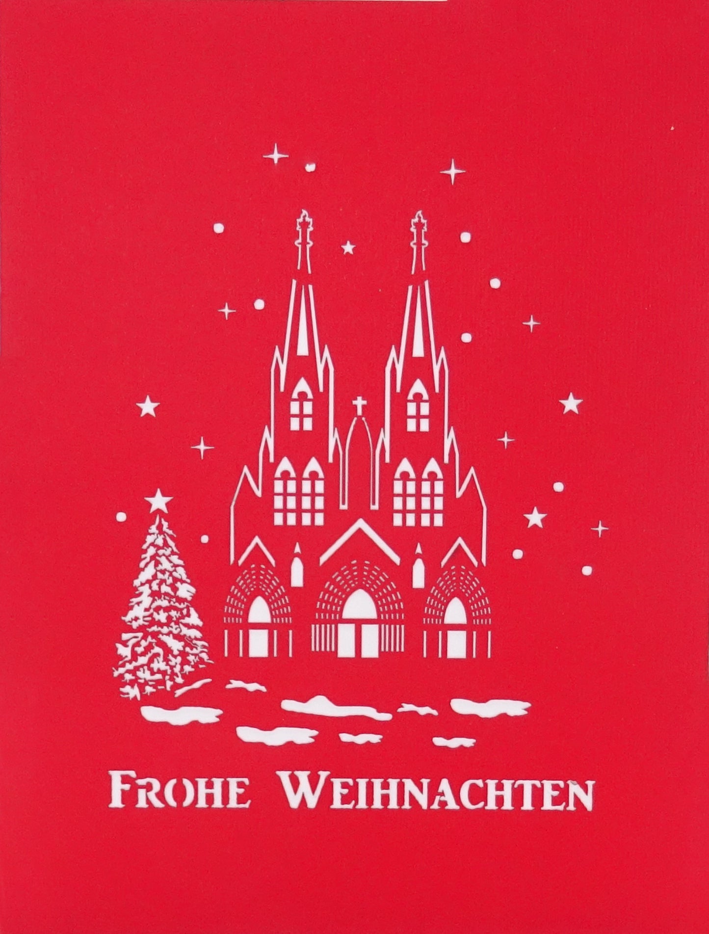 Weihnachtskarte "Köln - Frohe Weihnachten" Kölner Dom 3D Modell als edle Pop Up Karte