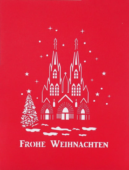 Weihnachtskarte "Köln - Frohe Weihnachten" Kölner Dom 3D Modell als edle Pop Up Karte