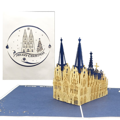 Pop Up Karte "Kölner Dom" 3D Weihnachtskarte Englisch, Köln Souvenir & Geschenk