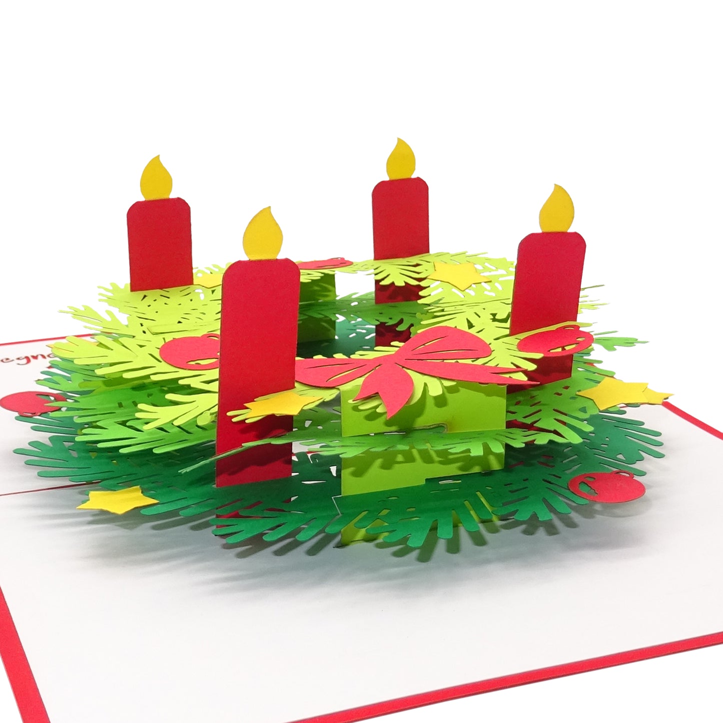 Pop Up Weihnachtskarte "Adventskranz" - 3D Karte mit Umschlag