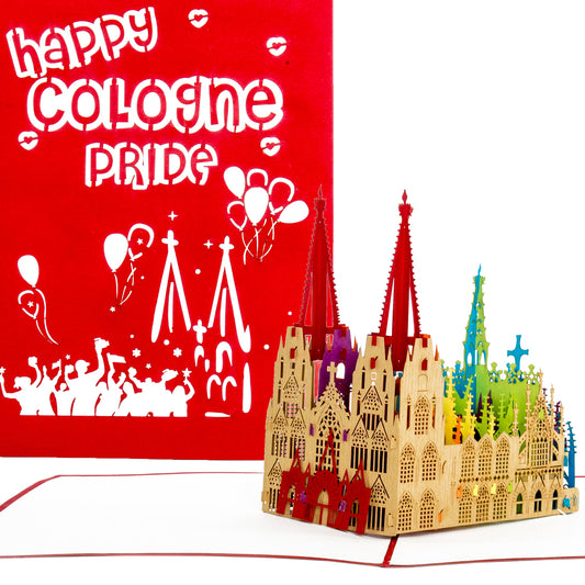 3D Karte "Kölner Dom - Happy Cologne Pride" Grußkarte & Einladung CSD Köln