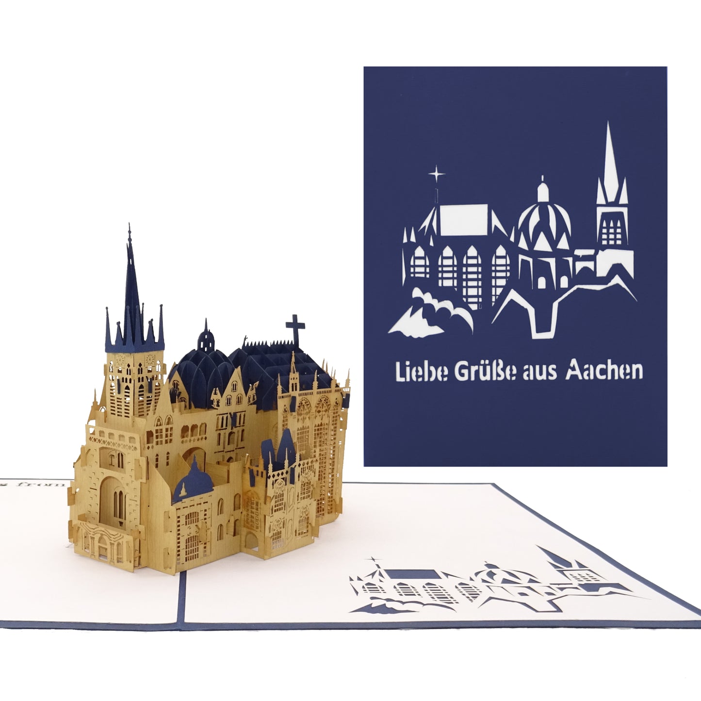 Pop Up Karte "Liebe Grüße aus Aachen - Aachener Dom" Einladung & Souvenir