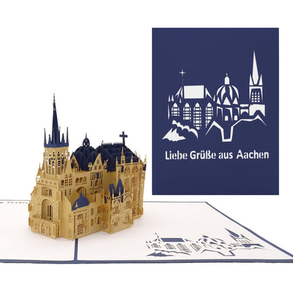 Pop Up Karte "Liebe Grüße aus Aachen - Aachener Dom" Einladung & Souvenir