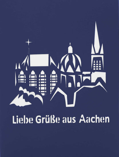 Pop Up Karte "Liebe Grüße aus Aachen - Aachener Dom" Einladung & Souvenir