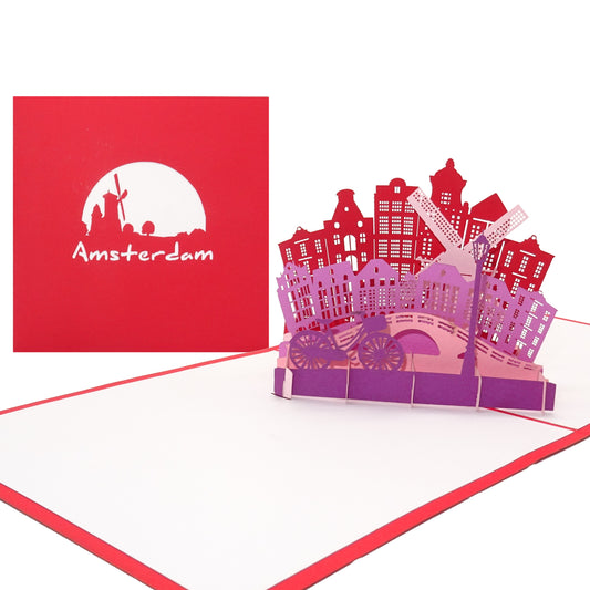 Pop Up Karte "Amsterdam" Grußkarte, Souvenir, Geschenk & Geburtstagskarte