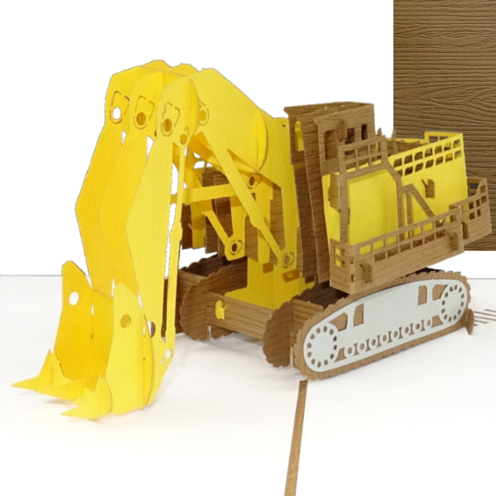 Pop Up Karte "Bagger“ 3D Glückwunschkarte, Geburtstagkarte & Geschenkgutschein
