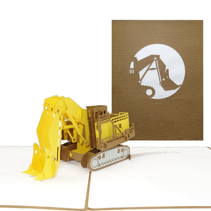 Pop Up Karte "Bagger“ 3D Glückwunschkarte, Geburtstagkarte & Geschenkgutschein