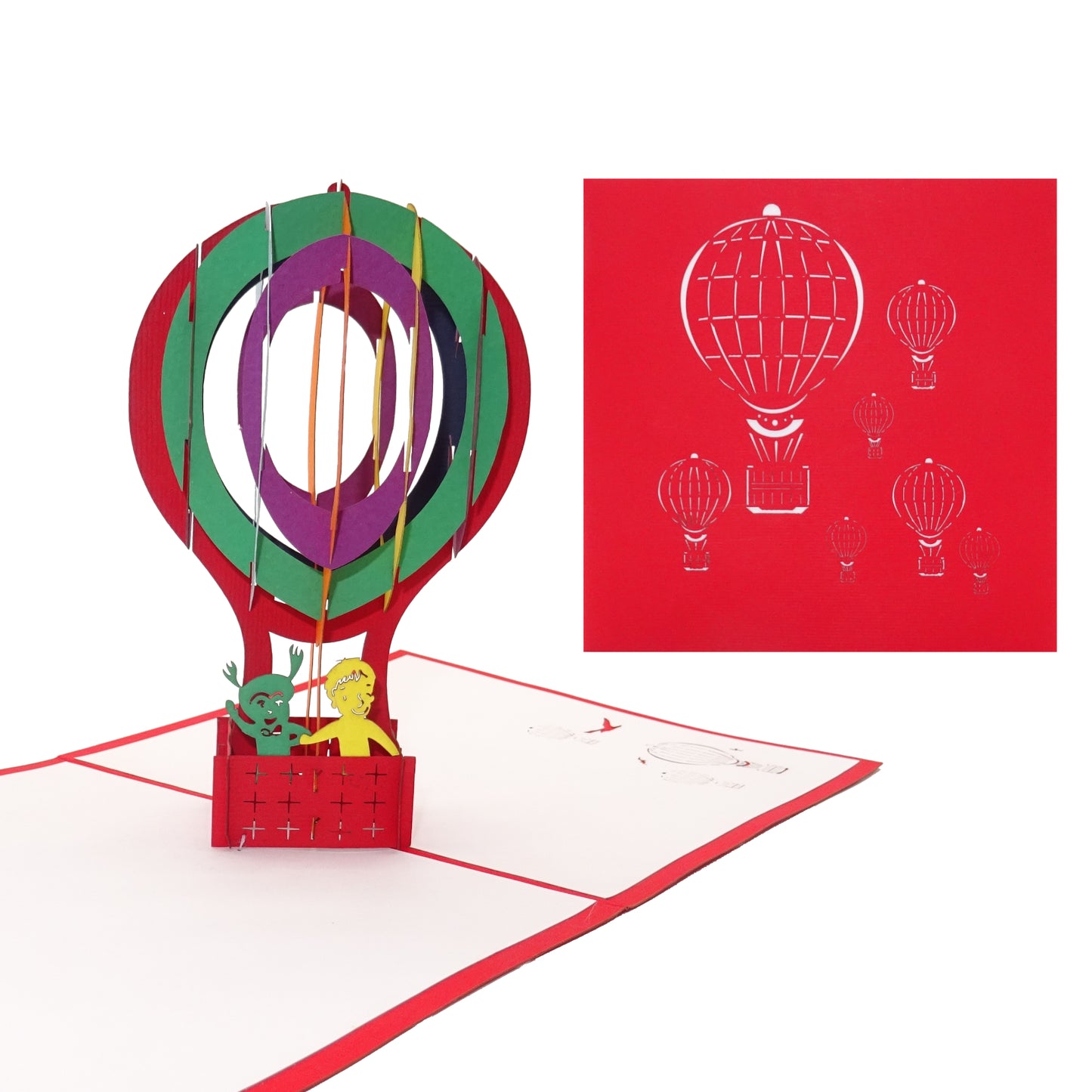 Pop Up Karte "Ballonfahrt" 3D Geburtstagskarte & Heißluftballon Reise Gutschein