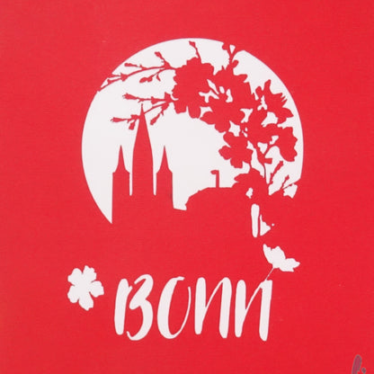 Pop Up Karte "Bonn – Panorama & Kirschblüte“ 3D Geburtstagskarte & Souvenir