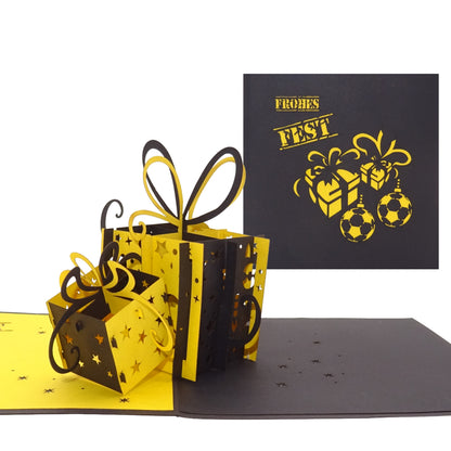 Pop Up Weihnachtskarten im 3er Set: "Dortmund Weihnachten in Schwarz & Gelb"
