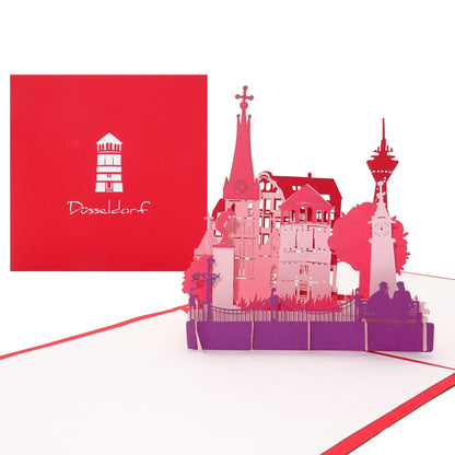 Pop Up Karte "Düsseldorf Altstadt mit Schlossturm" - Reise Gutschein, Souvenir, Einladung