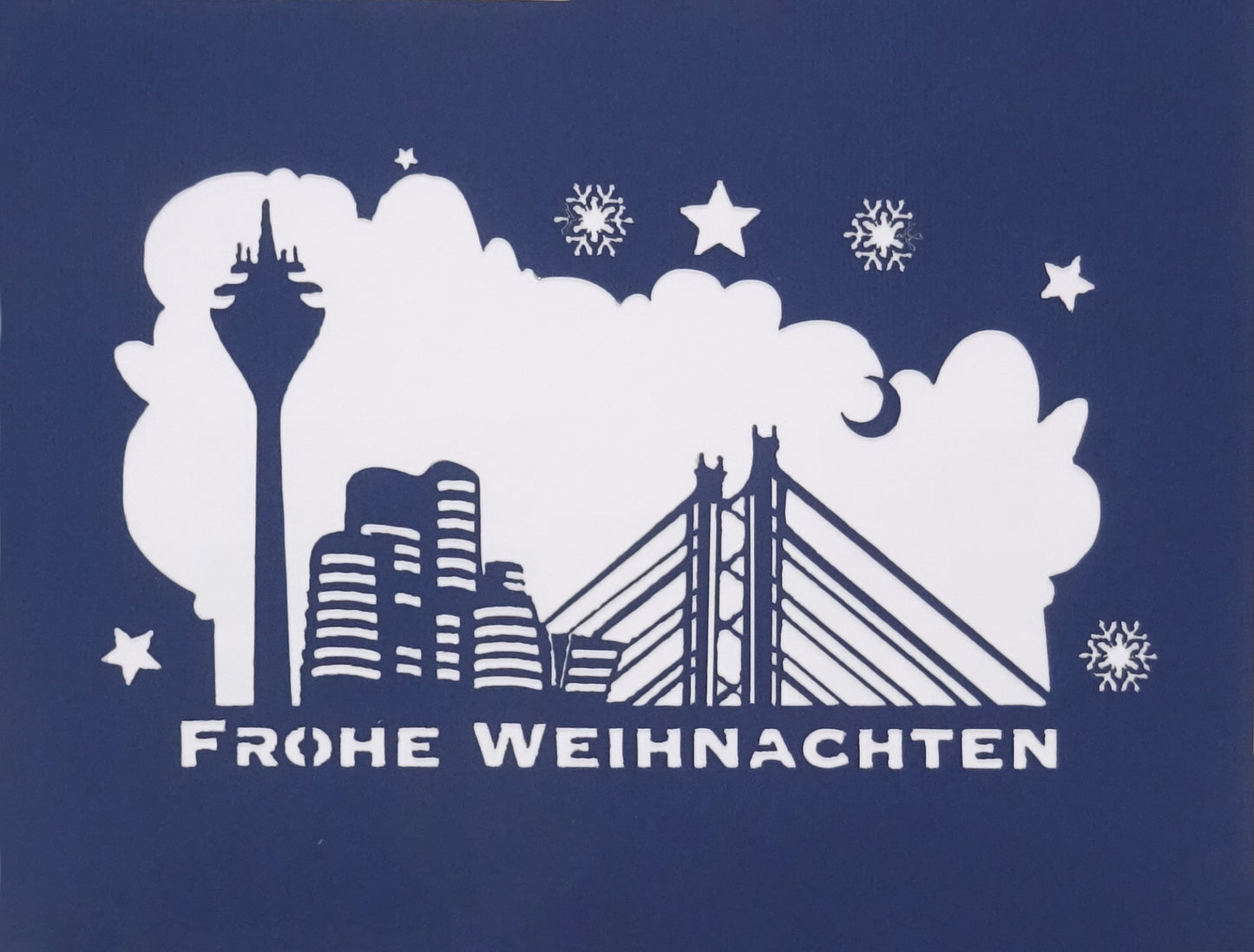 Weihnachtskarte "Düsseldorf Skyline im Winter" Pop-Up Karte Weihnachten mit Umschlag