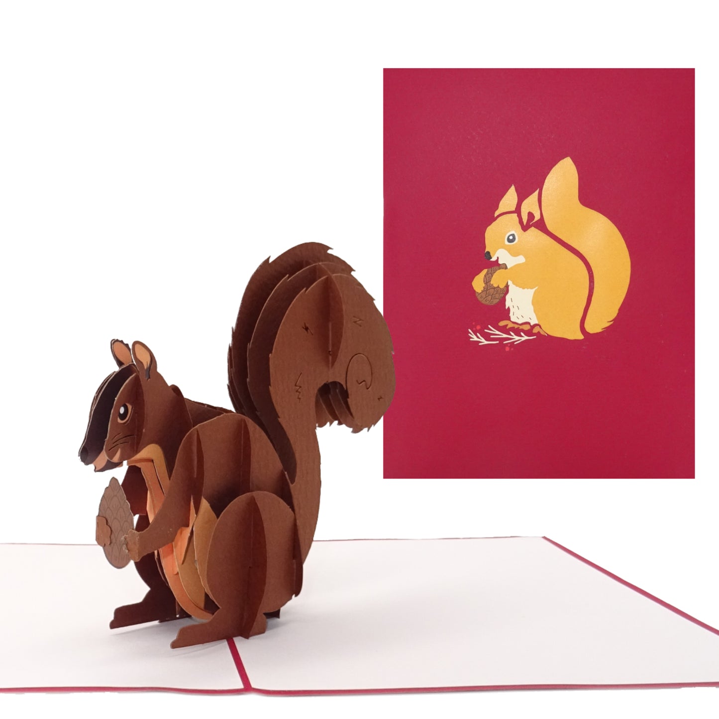 Pop Up Karte "Eichhörnchen" 3D Postkarten als Weihnachtskarte & Geburtstagskarte