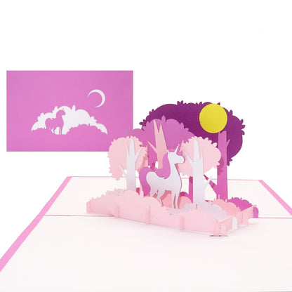 Pop Up Karte "Einhorn Unicorn" 3D Geburtstagskarte, Einladung Kindergeburtstag Pink