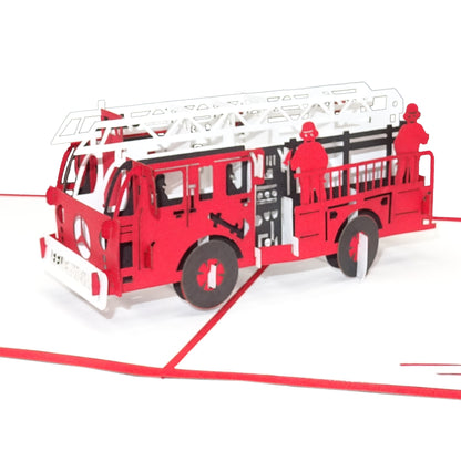 Pop Up Karte "Feuerwehr" 3D Geburtstagskarte, Karte zur Einschulung & Gutschein