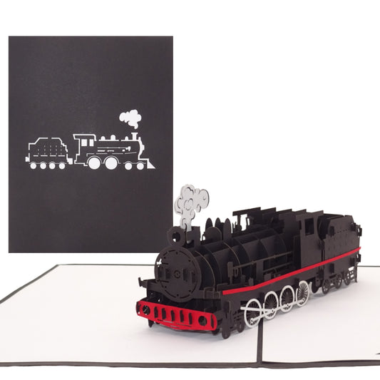 Pop Up Karte "Dampflok" Geburtstagskarte Eisenbahn - Einladung & Gutschein