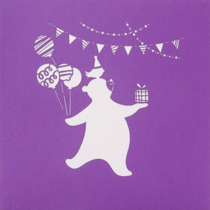 Pop Up Karte "Happy Bear" 3D Geburtstagskarte, Glückwunschkarte mit Umschlag