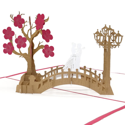 3D Hochzeitskarte "Bridge of Love" große Pop Up Karte mit Umschlag zur Hochzeit