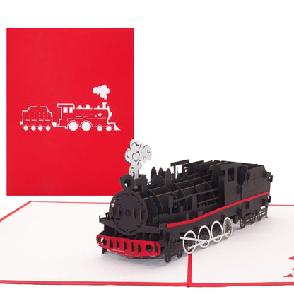 Pop Up Karte "Eisenbahn - Lokomotive" 3D Geburtstagskarte, Reisegutschein, Geschenkverpackung
