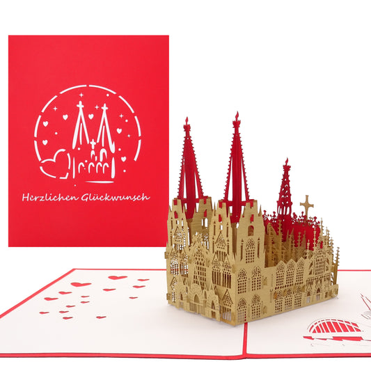 Pop Up Karte "Kölner Dom - Herzlichen Glückwunsch" 3D Geburtstagskarte Köln