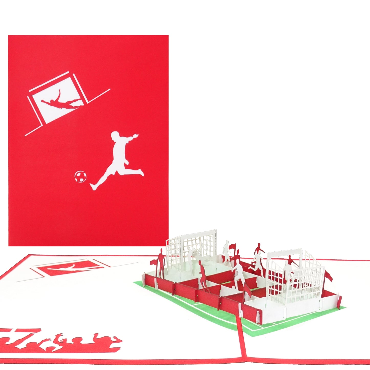 Pop Up Karte "Fußball Rot & Weiß " 3D Geburtstagskarte, Einladung, Fanartikel  München, Düsseldorf