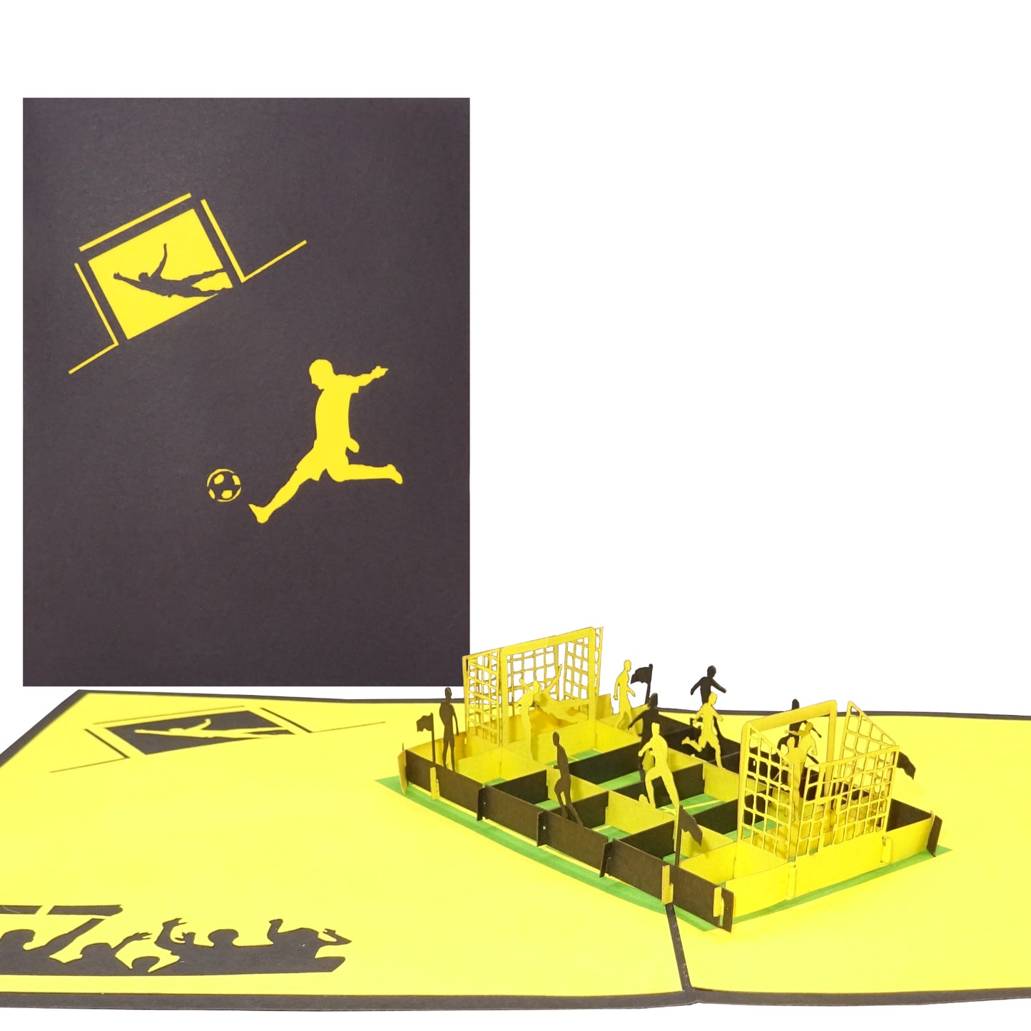 Pop Up Karte "Fußball Schwarz & Gelb" 3D Geburtstagskarte, Fanartikel Dortmund, Aachen