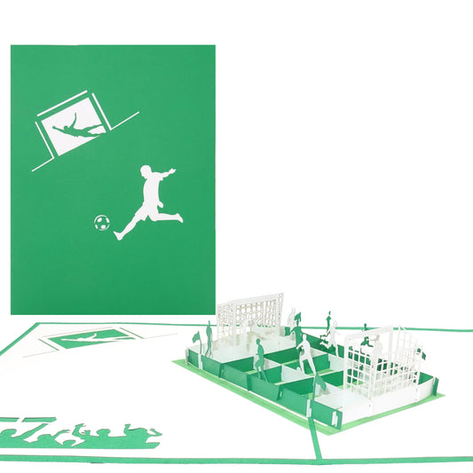 Pop Up Karte "Fußball Grün & Weiß" 3D Geburtstagskarte, Fanartikel Bremen