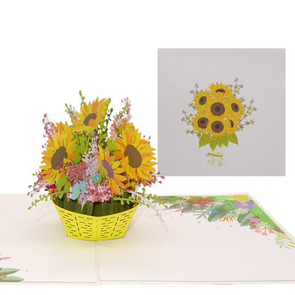 Pop Up Karte "Sonnenblumen" 3D  Geburtstagskarte, Glückwunschkarte, Einladungskarte