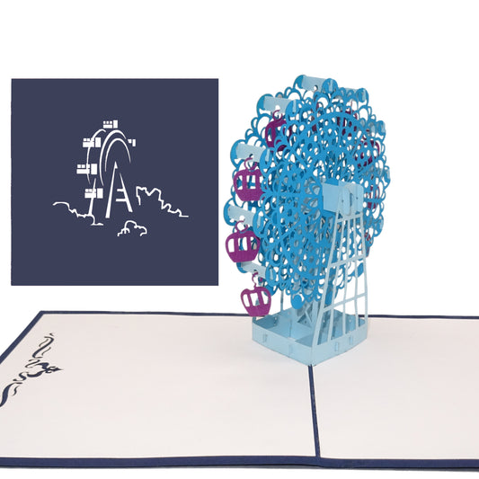 Pop Up Karte "Riesenrad" 3D Geburtstagskarte, Geschenkgutschein & Einladung