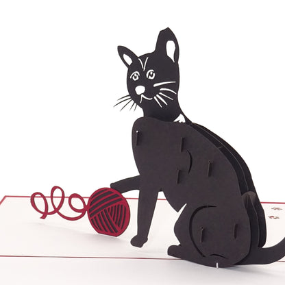 Pop Up Karte "Spielende Katze" - Katzenkarte, 3D Geburtstagskarte