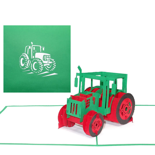 Pop Up Karte "Traktor" 3D Geburtstagskarte Trecker, Einladung Kindergeburtstag