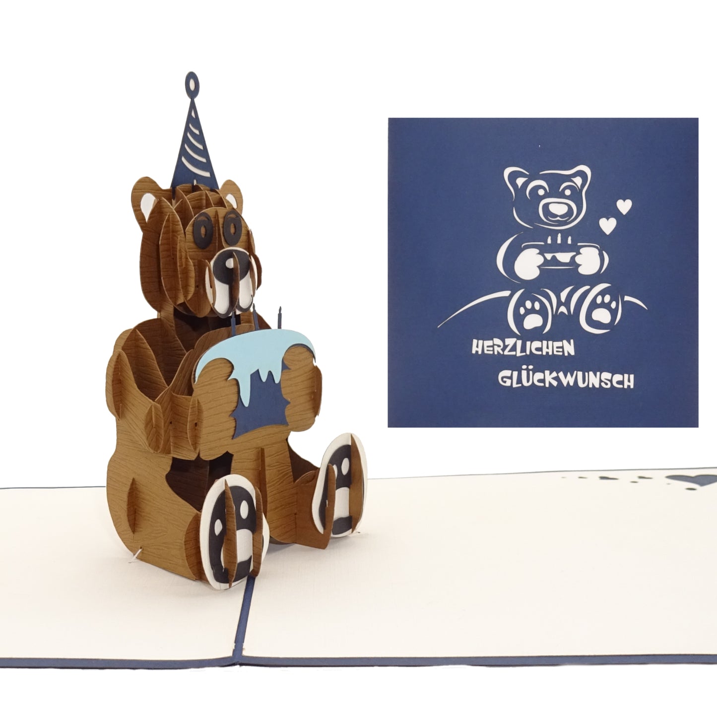 Pop Up Karte "Teddybär" - Geburtstagskarte für Kinder - 3D Glückwunschkarte