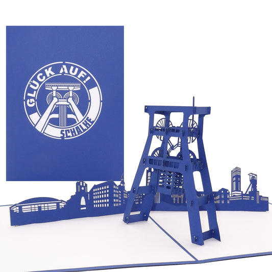 Pop Up Karte „Schalke – Glück Auf“ 3D Geburtstagskarte, Einladung & Fanartikel