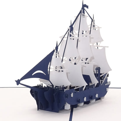 Pop Up Karte "Segelschiff - 4-Master" 3D Geburtstagskarte & Einladung Segeln