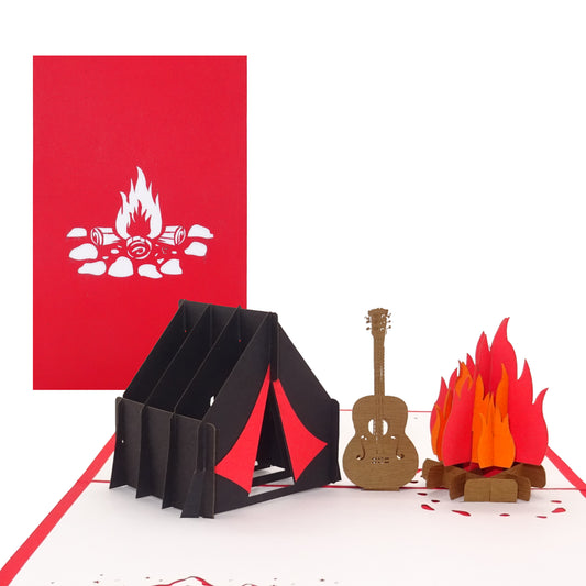 Pop Up Karte "Zelten & Lagerfeuer" Geburtstagskarte Pfadfinder Camping