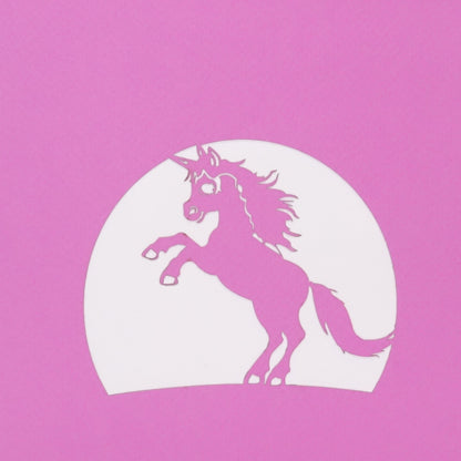 Pop Up Karte "Einhorn" 3D Geburtstagskarte, Einladung Kindergeburtstag Pink