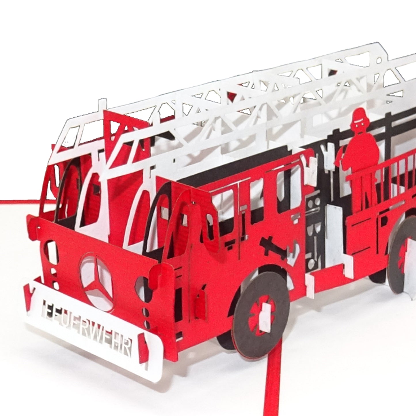 Pop Up Karte "Feuerwehr" 3D Geburtstagskarte, Karte zur Einschulung & Gutschein