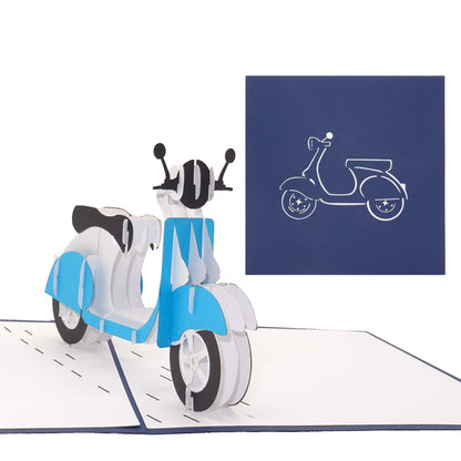 Pop Up Karte "Motorroller" 3D Geburtstagskarte, Gutschein Führerschein Roller