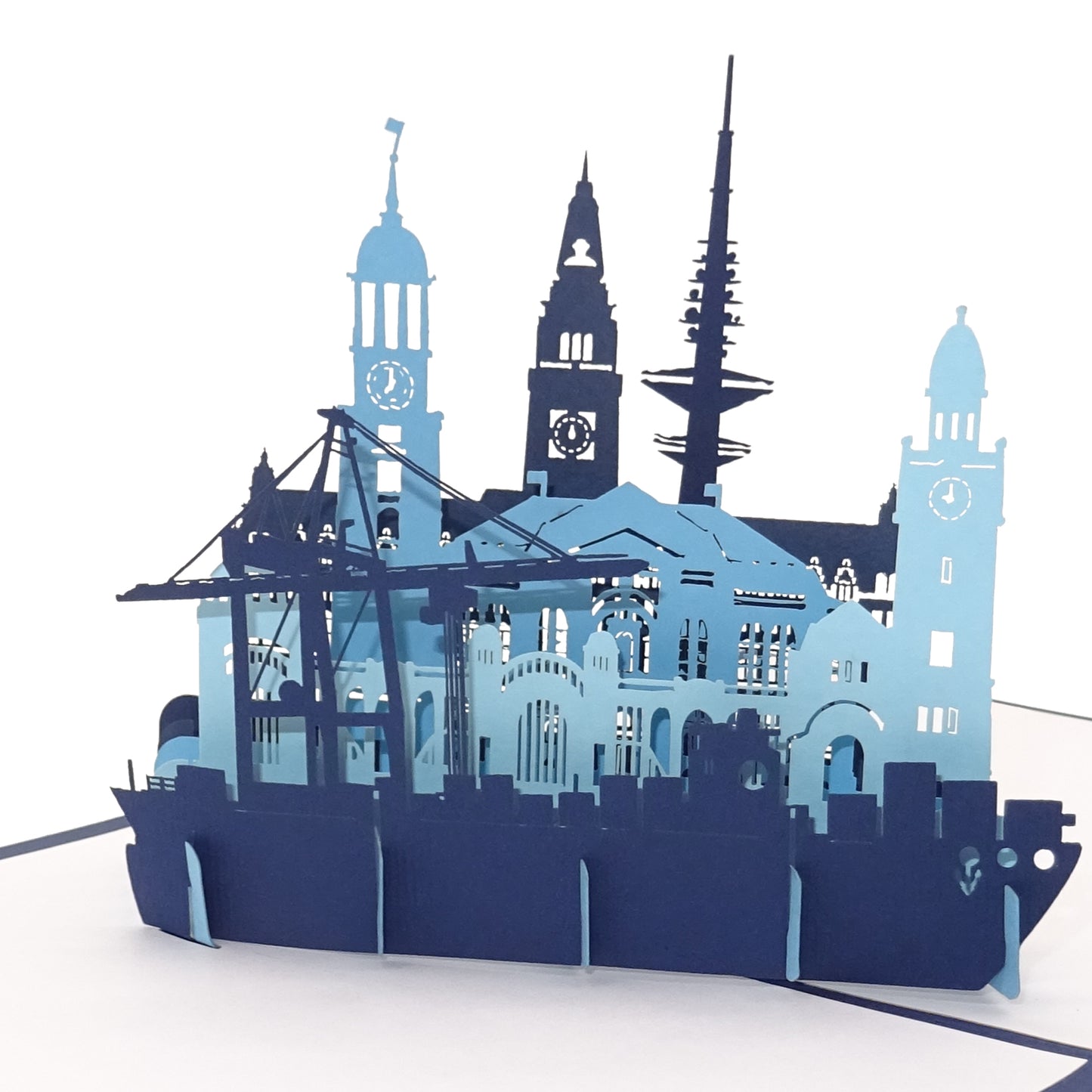 Pop Up Karte „Hamburg - Hafen Panorma" 3D Geburtstagskarte, Souvenir & Gutschein