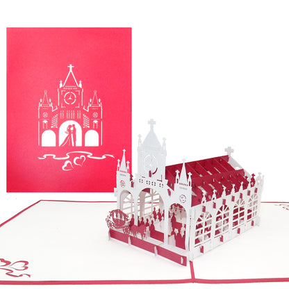 3D Hochzeitskarte "Kirchliche Trauung“ Pop Up Karte mit Umschlag zur Hochzeit